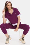Rosaline Crop Length Loungewear Top - Plum Caspia — thumbnail 4